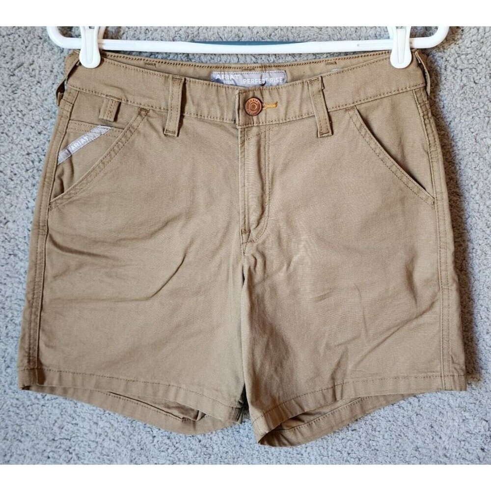 Ariat Women's Rebar Perfect Rise Made‎ Tough Shorts #2 Field Khaki Beige Size 27